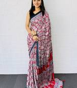 Red Color Mirror And  Latkan Pallu Border Work Satin Saree