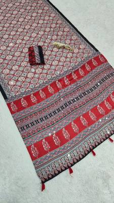 Red Color Mirror And  Latkan Pallu Border Work Satin Saree 5