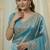 Embroidered Soft Space Silk Blue Color Saree With Blouse Set For Women's