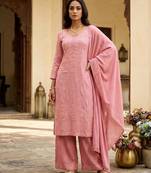 Pink rayon embroidered kurta set