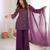 Purple silk blend embroidered salwaar set