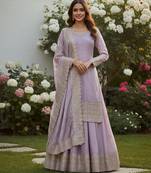 lavender silk blend embroidered sharara set