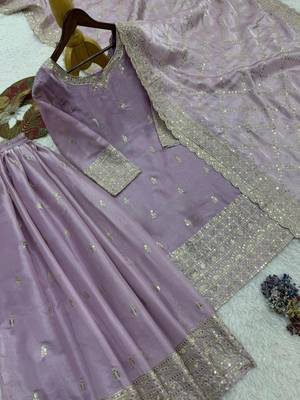lavender silk blend embroidered sharara set 2