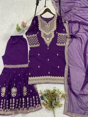 Purple georgette embroidered sharara set 4