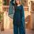 Dark blue faux georgette sequins palazzo set