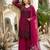 Dark pink faux georgette sequins palazzo set