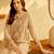 Beige silk blend embroidered farshia salwaar set