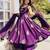 Purple silk blend embroidered gown 7meter fully flair