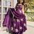 Purple silk blend embroidered gown 7meter fully flair