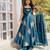 Teal blue silk blend embroidered gown 7meter fully flair