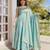 Sky blue silk blend embroidered gown 7meter fully flair
