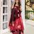 Red silk blend embroidered gown 7meter fully flair