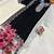 Black silk blend embroidered kurti set