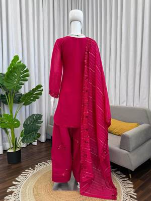 Magenta chanderi thread farshi salwar set 2