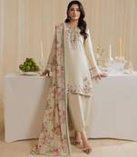 Beige crepe embroidered farshi salwar set
