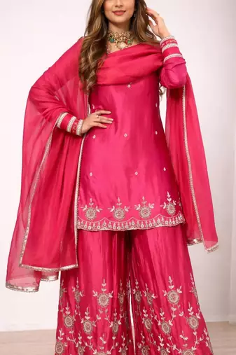 Magenta silk blend  palazzo set