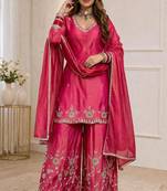 Magenta silk blend  palazzo set