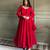 Red faux georgette sequins anarkali gown set