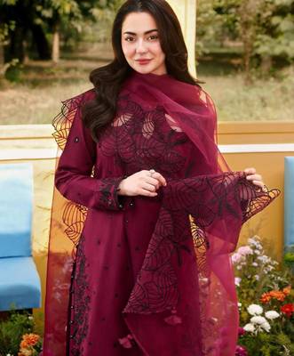 Wine rayon embroidered palazzo set 3