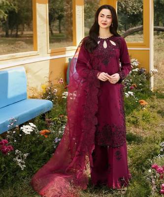Wine rayon embroidered palazzo set 4