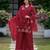 Red silk blend embroidered farshi palazzo set