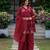 Red silk blend embroidered farshi palazzo set