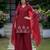 Red silk blend embroidered farshi palazzo set
