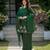 Dark green silk blend embroidered farshi palazzo set