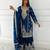Navy blue silk blend embroidered sharara set