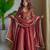 Dark champagne silk blend embroidered anarkali set