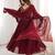 Maroon faux georgette hand embroidery gown set