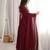Maroon faux georgette hand embroidery gown set
