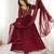 Maroon faux georgette hand embroidery gown set