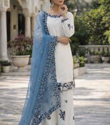 White rayon embroidered farshi palazzo set