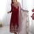 Maroon georgette embroidered gown full set