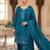 Teal silk blend embroidered farshi salwar set