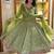 Green silk blend embroidered anarkali suit set