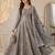 Grey silk blend embroidered anarkali set