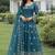 Blue silk blend embroidered anarkali gown three piece set