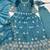Blue silk blend embroidered anarkali gown three piece set