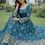 Blue silk blend embroidered anarkali gown three piece set