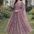 Lavender silk blend embroidered anarkali gown three piece set