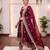 Maroon silk blend embroidered gowm set