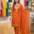 Orange silk blend embroidered trouser set