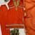 Orange silk blend embroidered trouser set
