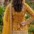 Mustard silk blend embroidered palazzo set