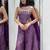 Purple faux georgette embroidered palazzo set