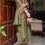 Olive nylon embroidered farshi palazzo set