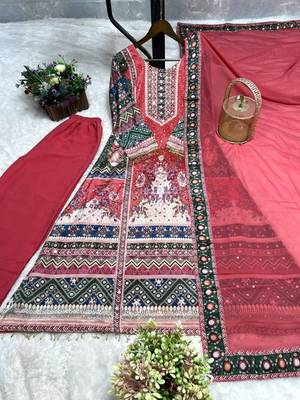 Dark pink silk blend printed palazzo set 4