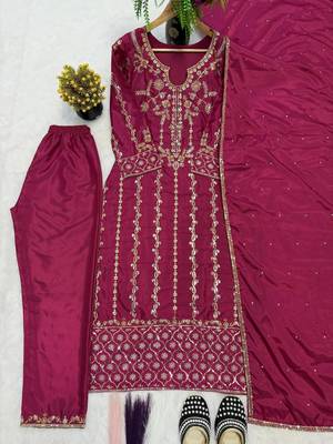 Rani pink silk blend embroidered trouser set 3